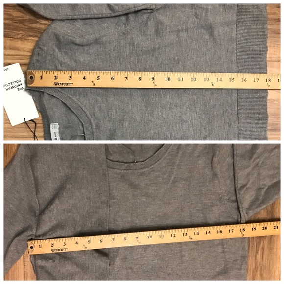 Zara Knit Ruffle Sleeve Gray Crop Sweater Size M - Picture 8 of 8